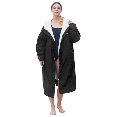 Catalonia Swim Parka for Men Women, Oversized Waterproof Surf Swimming Jacket, Warm Sherpa Lined Swim Coat, Changing Poncho Robe