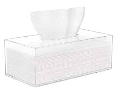 HBlife Acrylic Tissue Box Holder & Cover Clear Rectangular with Magnetic Bottom, Multi-Use Dryer Sheet & Mask Case Organizer for Bathroom, Car, Office, Table - 9.84 x 5.02 x 3.54 Inches