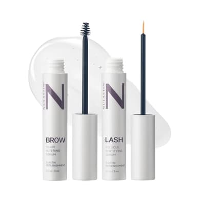 NULASTIN Eyelash Serum & Brow Serum - Lash & Brow Dual System - Eyebrow & Eyelash Enhancing Serums with Keratin & Peptides for Fuller Looking Lashes & Brows (2 Count, 0.1 Fl Oz Each)