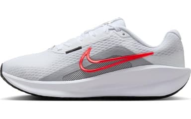Nike Women's Downshifter 13 Road Running Shoes for Women Road Running Shoes, White Bright Crimson Wolf Grey Black, 39 EU