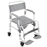 Vive Rolling Commode & Shower Chair with Wheels - 3 in 1 Transport Wheelchair for Inside Bathroom & Bedside - for Disabled Adults, Elderly, Seniors & Handicap - FSA/HSA
