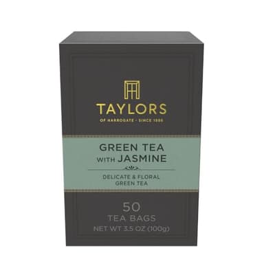 Taylors of Harrogate Green Tea with Jasmine, Pillow Tea Bags, 50 Count (Pack of 1), Delicate, Floral and Sweet, Caffeinated, Enjoy Hot or Iced, 50 Teabags