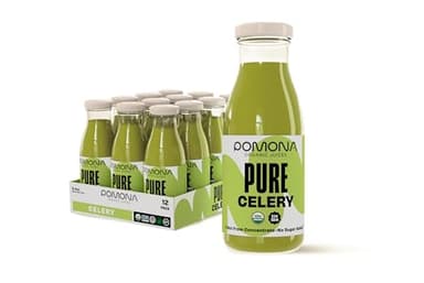 Pomona Organic Juices Pure Celery Juice, 8.4 Ounce Bottle (Pack of 12), Cold Pressed Organic Juice, Non-GMO, No Sugar Added, Not from Concentrate, Gluten Free, Kosher Certified, Preservative Free