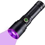 JUHEDCK 365nm UV Flashlight USB Rechargeable UV Light High Power Black Light Flashlight for Pet Urine Detection, Rockhounding, Minerals, Blood Tracking, Scorpion, A/C Leak Detect ，Resin Curing