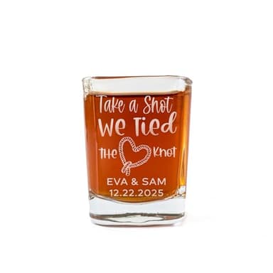 Personalized Wedding Shot Glasses - Custom Engraved Glass, We Tied The Knot Design, Wedding Favors & Decor - 36 Pack