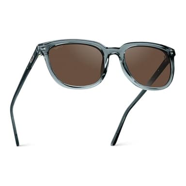 WearMe Pro WMP Eyewear - Polarized Classic Retro Flat Square Unisex Sunglasses (Crystal Stone Blue/Brown Lens)