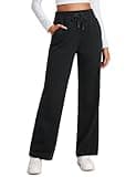 CRZ YOGA Cotton Fleece Lined Sweatpants Women 30" Straight Leg Casual Lounge Sweat Pants for Women Black X-Large