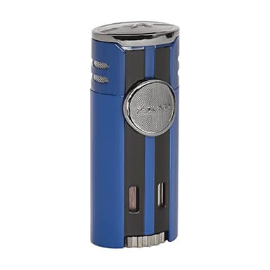 Xikar High Performance HP4 Diamond Quad Flame Cigar Lighter, in Attractive Gift Box, in-line Fuel Adjustment Wheel, Oversized Double EZ-View Fuel Window, Blue