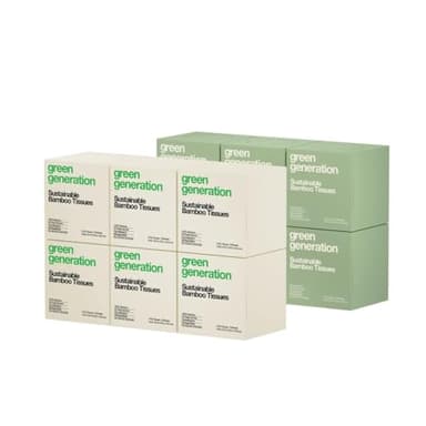 Green Generation Bamboo Facial Tissues Cube Boxes - 3-Ply, 70 Sheets/Box, 12 Multicolor Face Tissue Boxes, 840 Unscented Organic Soft Paper Facial Tissuefor Daily Use - Hypoallergenic,FSC Certified