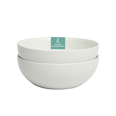 Gibson Home Extra Large Serving Bowls Set of 2-100 oz 10-Inch White Porcelain Salad Bowl Set, Stackable Ceramic Kitchen Bowls, Dishwasher & Microwave Safe