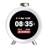 Dekala ChronoSense Alarm Clock for Bedroom Temperature Humidity, 7-Day Programmable 4 Alarms, 100dB Loud Gradual Alarm Clock Heavy Sleeper, IPS Screen Animation, Hourly Chime, White Noise