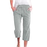 Capri Pants for Women Casual Summer 2025 Drawstring Capris Linen Pants Pockets Beach Straight Wide Leg Cropped Trousers