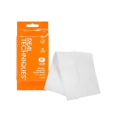 Real Techniques Miracle Quick Dry Brush Wipes, Remove Product Build-Up, Easily Switch Colors, Fast Drying, Convenient Makeup Brush Cleaner, Travel-Friendly, Cruelty-Free & Vegan, 20 Count