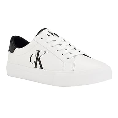 Calvin Klein Men's Rex Sneaker, White/Navy, 10