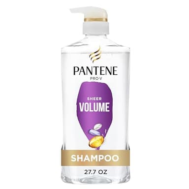 Pantene Shampoo, Sheer Volume - 72-Hour Fullness, Lightweight Nourishment with Pro-Vitamin B5 + Antioxidants, Fine, Thin, Color-Treated Hair, Paraben Free, Remove Build Up for Body & Shine, 27.7 Fl Oz