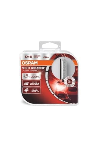 OSRAM XENARC NIGHT BREAKER LASER D1S, 200% more brightness, HID xenon bulb, discharge lamp, 66140XNL, folding box (1 lamp)