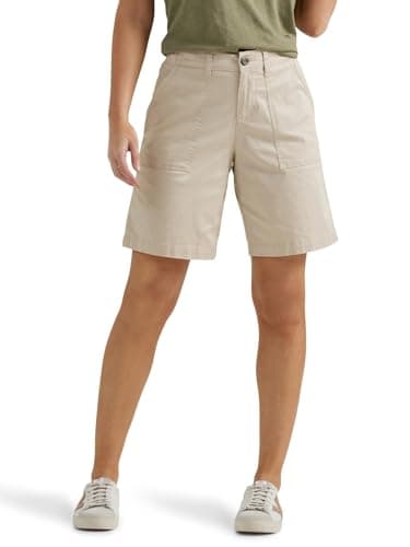 Lee Womens Ultra Lux Comfort with Flex-to-go Utility Bermuda Shorts, Greige, 6 US