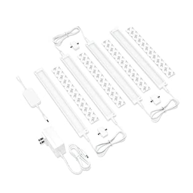 EShine 4 Pack 12 inch White Smart Dimmable LED Under Cabinet Lighting Kit Compatible with Alexa, Google - Cool White (6000K)