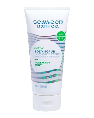 Seaweed Bath Co. Detox Body Scrub - Rosemary Mint - Exfoliating Skin Scrub Removes Dead Skin & Impurities - With French Sea Clay, Coffee Bean Extract - Vegan, Paraben & Sulfate Free - 6 oz