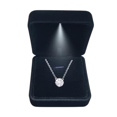 GBYAN Pendant Necklace Box with LED Light, Necklace Gift Box Velvet Jewelry Display Case for Proposal Engagement Wedding and Birthday,Black