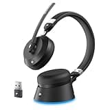Wireless Headset with Mic for Work, Bluetooth Headset with Microphone (Noise Cancelling) & USB Dongle, Wireless Headphones with Mic for Work/Home/Office/PC/Computer/Call Center/Laptop/Teams/Skype/Zoom