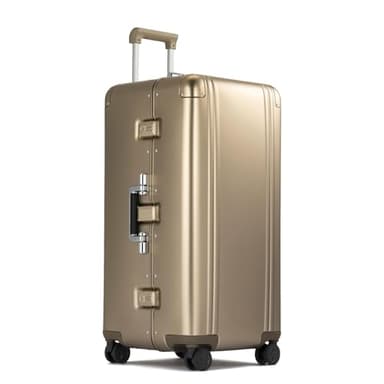 ZERO Halliburton Classic Aluminum 3.0 - Portable Trunk 99L – Large Aluminum Checked Luggage with Wheels, TSA Lock, and Spacious Interior for Long Trips SUNSET GOLD