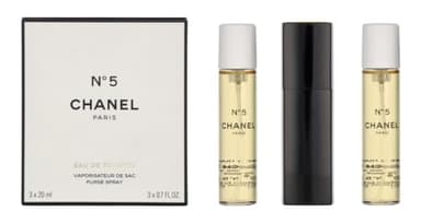 No. 5 by Chanel for Women, Set (Eau De Toilette Spray 0.7 Ounce, Two Eau De Toilette Refills, 0.7 Ounce Each)