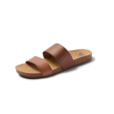 REEF Cushion Vista Womens Fashion Slide Sandal, Vegan Leather Strap, Ultra Soft Cushion Footbed, Espresso Duo, 8