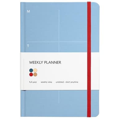 Kunitsa Co. Undated Planner - Hardcover, with Habit Tracker & Goal Setting - Weekly, Full Year (Blue)