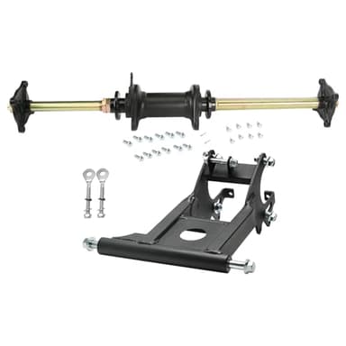 32" Go Kart Rear Axle Kit with Swingarm Suspension, 4 Stud 110mm Wheel Hubs, Brake Disc for 110cc 125cc 150cc 200cc GY6 ATV Quad Go Cart Buggy Drift 4 Wheeler Rear End Frame Complete Assembly Kit