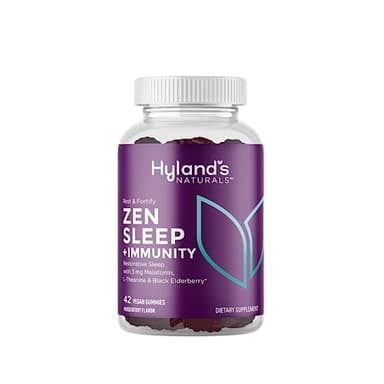 Hyland's Rest and Fortify Zen Sleep Aid and Immune Support, 42 Vegan Gummies, with Melatonin and L-Theanine for Sleep Support and Organic Black Elderberry, Vitamin C and Zinc