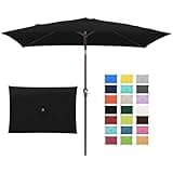 JEAREY 6.5x10 ft Rectangular Patio Umbrellas Outdoor Market Umbrella with Push Button Tilt and Crank, Rectangle Table Umbrella 6 Sturdy Ribs UV Protection for Pool Garden Backyard Deck, Black