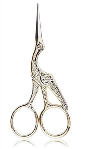 3.6" Stainless Steel Tip Classic Stork Scissors Crane Design Sewing Scissors DIY Tools Small Shear for Embroidery, Craft, Needle Work, Art Work Everyday Use - Gold