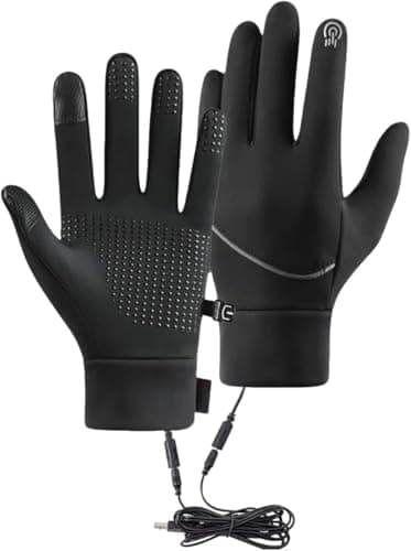 Heated Gloves for Men & Women, USB Electric Heating Gloves with Touchscreen, Waterproof Windproof Thermal Winter Gloves for Motorcycle Riding, Skiing, Hiking & Outdoor Work