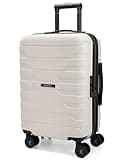 BAGSMART Carry On Luggage 22x14x9 Airline Approved with TSA Lock,20 Inch Lightweight Luggage with Spinner Wheels,100% PC Hard Shell Carry On Suitcases for Men Women,White