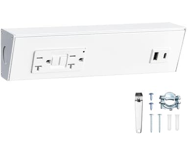 SURAIELEC 9" Under Cabinet Hardwired Power Strip with GFCI, 20A TR GFCI Outlet + USB-A & USB-C, Angled Trapezoid Design, Modular Extension System (No Cutting), Aluminum Housing, 125V 20A, ETL Listed