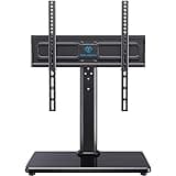 PERLESMITH Universal Swivel TV Stand for 24-60 inch TVs up to 99 lbs, 8 Height Adjustable Table Top TV Stand, TV Base Stand with Tempered Glass Base, Max VESA 400x400mm, PSTVS33