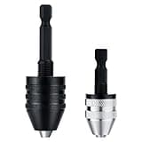 2Pcs Drill Chuck Adapter Keyless Drill Chuck Bit 1/4 Inch Hex Shank Drill Chuck Fast Change Converter Extension Screwdriver Drill Adapter in 0.6-8mm, 0.3-3.6mm for Impact Drill Tool Attachment
