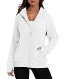 XIEERDUO Womens Hoodies Full Zip Sweatshirts Fleece Jacket 2024 Fall Fashion Outfits Trendy Winter Clothes White L