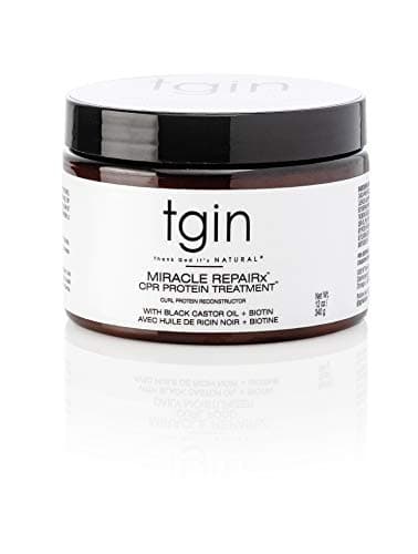 tgin Miracle RepaiRx Curl Protein Reconstructor for Curly, Coily, and Wavy Hair, with Biotin and Black Castor Oil, Nourishes and Restores Damaged, Color-Treated Hair, 12 oz