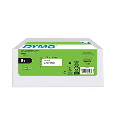 DYMO Authentic LW Return Address Labels for LabelWriter Label Printers, White, 3/4" x 2", 6 Rolls of 500 (3000 Total)