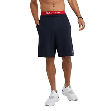 Champion Men's Lounge Shorts, Standard Fit, 9 Inch Inseam, Lightweight 100% Cotton, Available in Regular and Big & Tall, Navy, XX-Large