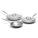 Heritage Steel 5 Piece Fry Pan Set | Made In USA | Titanium Series | 316Ti Skillet with Stay Cool Handle | Fully Clad Stainless Steel Pan with 5-Ply Construction | Induction Ready & Non Toxic