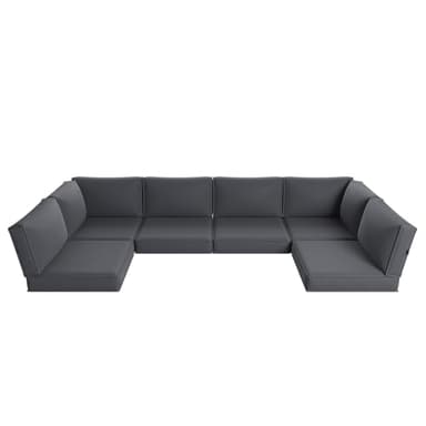 Aoxun Replacement Cushions for Outdoor Furniture, 14-Piece Outdoor Cushions for Patio Furniture, Deep Seat, Splash-Proof & Fade Resistant Couch Cushion for 6-Seat Patio Conversation Sets, Grey