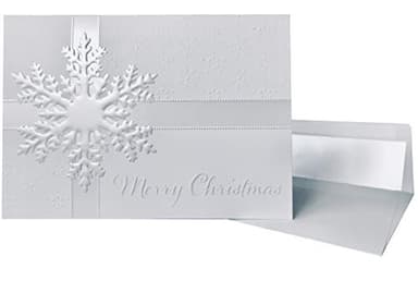 The Napa Press Premium Christmas Cards - 20 Pack - White Pearl Foil Embossed Snowflakes - 20 Classic Holiday Cards with Matching Pearl Foil Lined Envelopes
