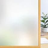 rabbitgoo Window Privacy Film, Frosted Glass Window Clings, Static Cling UV Heat Blocking Door Stickers for Home Bathroom, Removable Indoor Decal Coverings Day and Night, Pure, 17.5 x 78.7 Inches