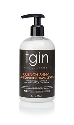 tgin Quench 3-in-1 Co-Wash Conditioner & Detangler – Cowash for Curly Hair That Cleanses & Softens – Lightweight Curly Hair products with Shea Butter & Almond Oil – tgin Conditioner (13 oz)