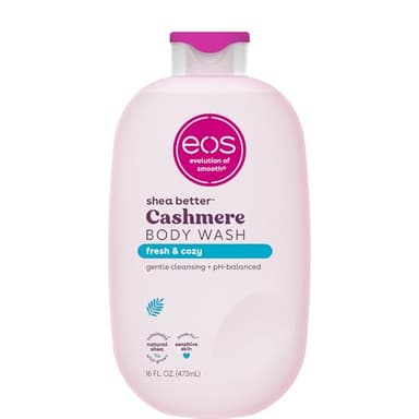 eos Cashmere Body Wash – Fresh & Cozy, Moisturizing Body Wash, Creamy Gel Formula, with Shea Butter, Glycerin, Vitamin E, pH Balanced, Sensitive Skin, Vegan, 16 fl oz