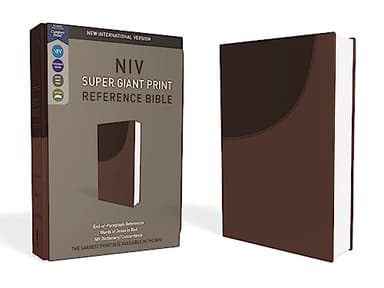 NIV, Super Giant Print Reference Bible (Font Size: 16.5-point), Leathersoft, Brown, Red Letter, Comfort Print
