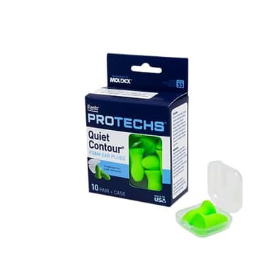 Flents Protechs Foam Ear Plugs, 10 Pair with case Sleeping, Snoring, Loud Noise, Traveling, Concerts, Construction, Studying, Work, Shooting, NRR 33, Noise Cancelling, Green, Made in the USA